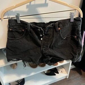 Levi Black Distressed Denim Women’s Shorts